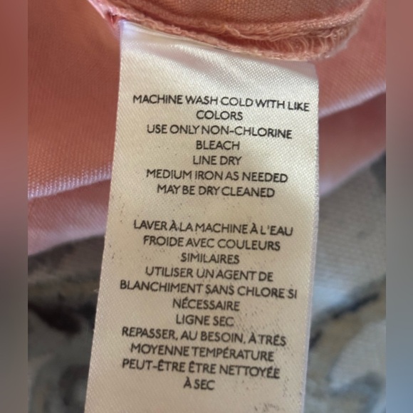Pilcro Anthropologie Peachy Pink Placket Linen Ruffle Button Down Blouse XXS - Picture 6 of 8